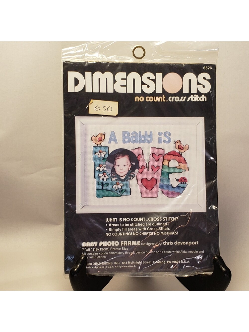 Vintage Dimensions No Count Cross Stitch Kit Baby Photo Frame LOVE #6526 NEW